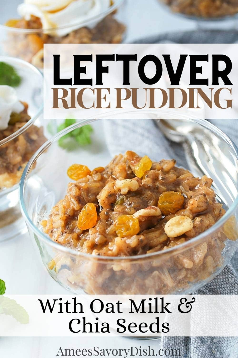 This simple and satisfying dairy-free rice pudding recipe uses cooked rice, oat milk, dried fruit, and unrefined sweeteners. via @Ameessavorydish