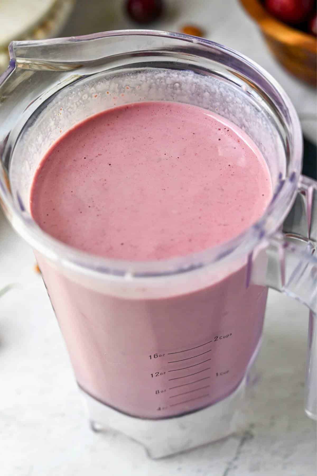 a blended smoothie in a Blendtec jar