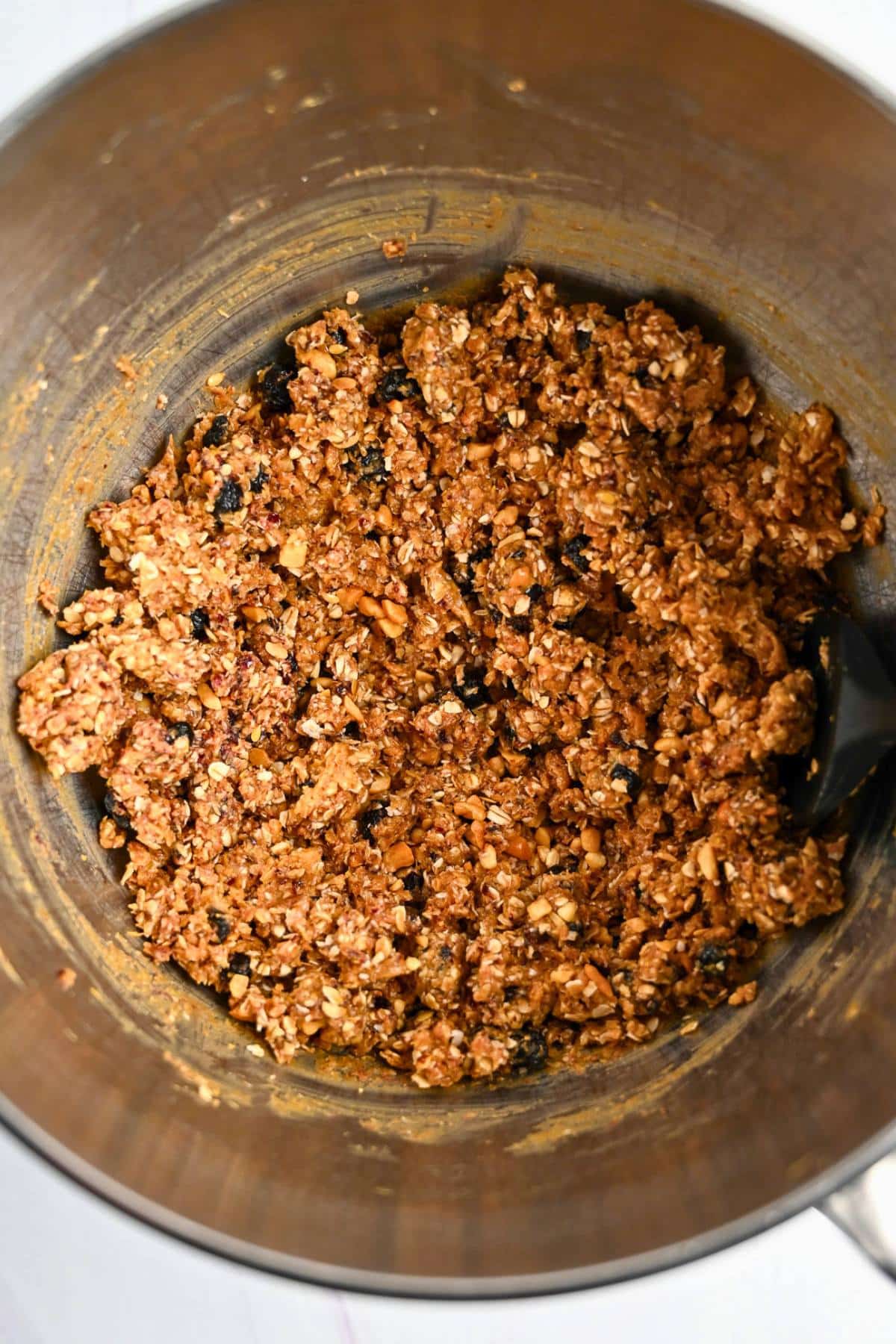 blended energy ball mixture in a bowl
