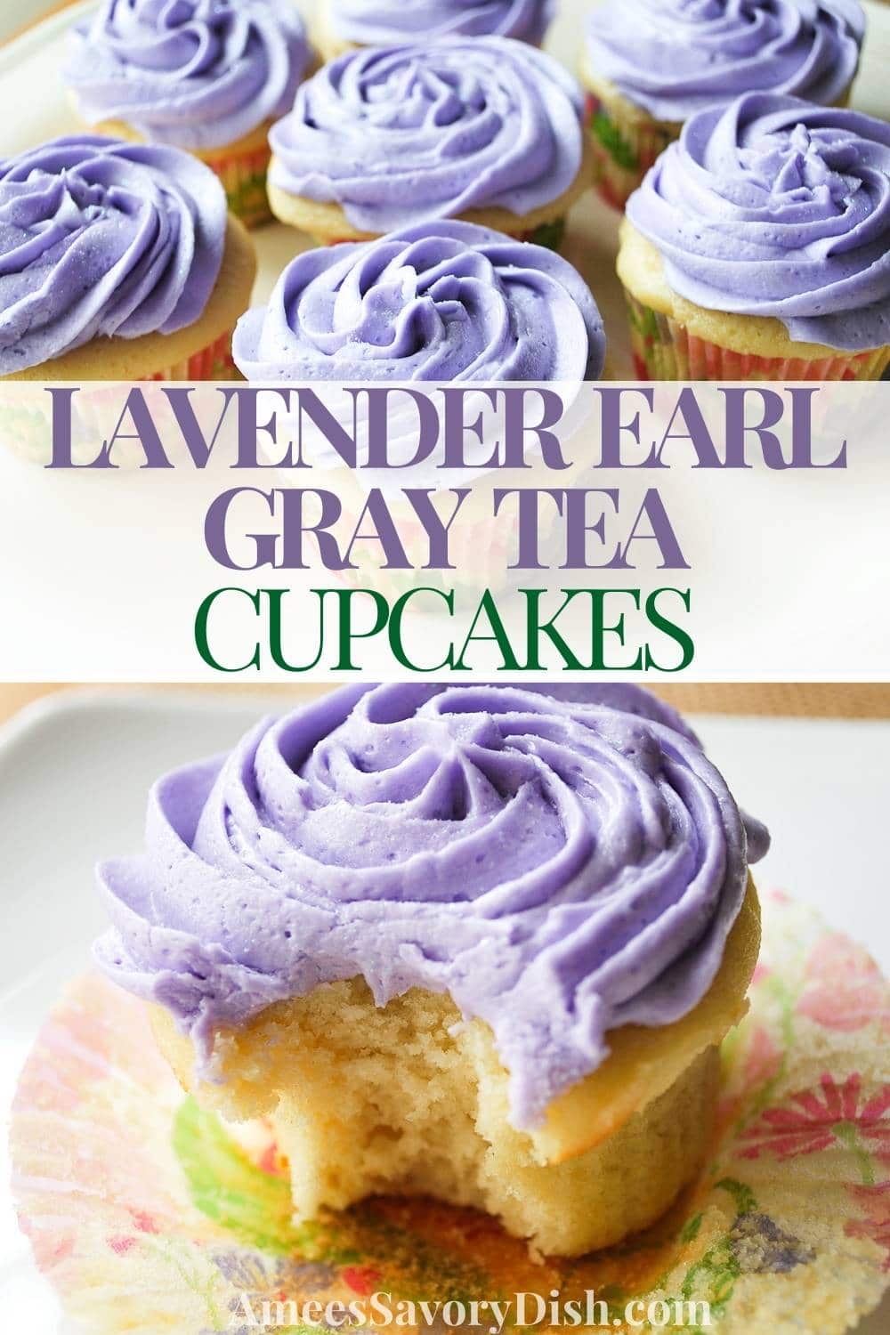 These Lavender Cupcakes capture the essence of Georgetown Cupcake's 'lavender earl grey teacake" seasonal flavor. via @Ameessavorydish