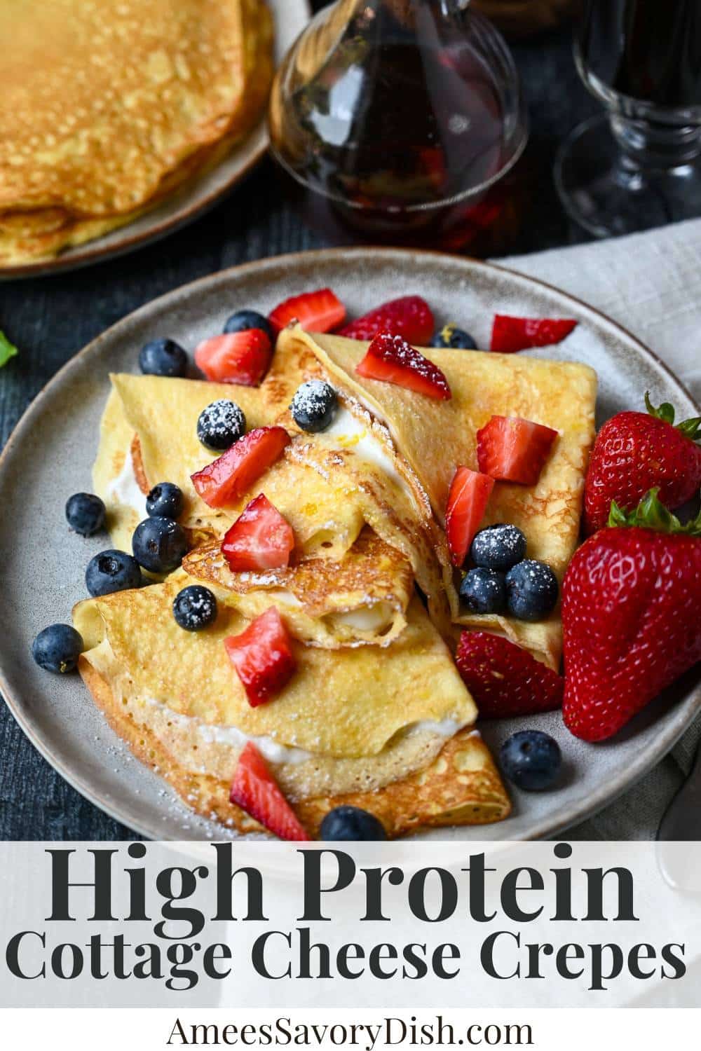 Made from scratch with wholesome ingredients, these cottage cheese crepes make the perfect protein-packed, gluten-free breakfast.  via @Ameessavorydish