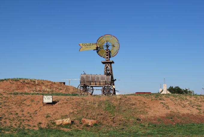 A wagon on the side of a hill