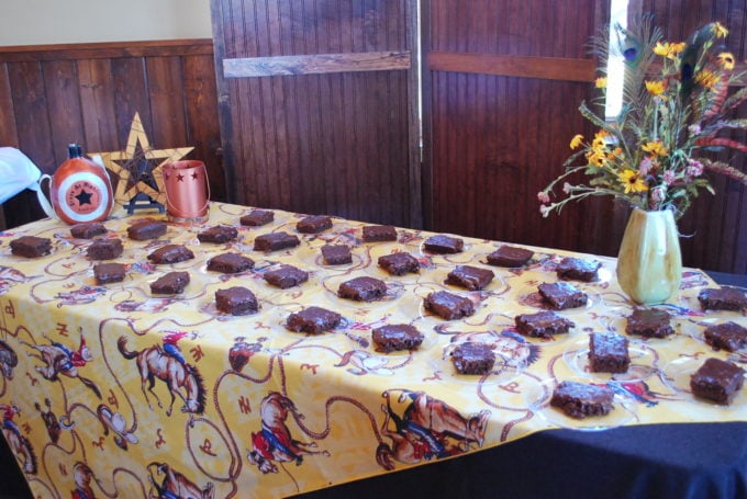 buffet table of Texas sheet cake