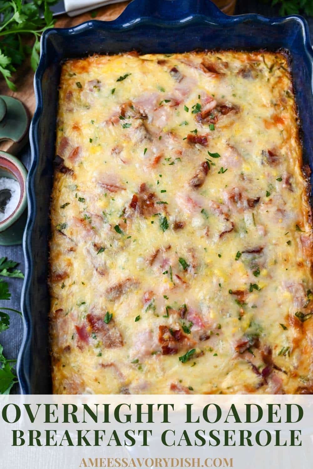 This easy-to-make breakfast casserole features eggs, cheese, ham, bacon, potatoes, and hollandaise sauce—it’s the perfect crowd-pleaser! via @Ameessavorydish