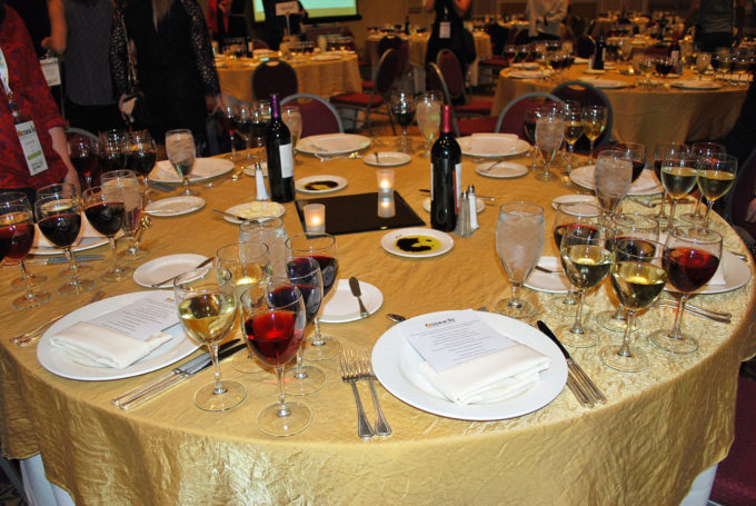 Table setting for the wine dinner at the Food and Wine conference