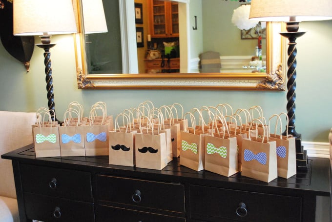 bow tie mustache gift bags