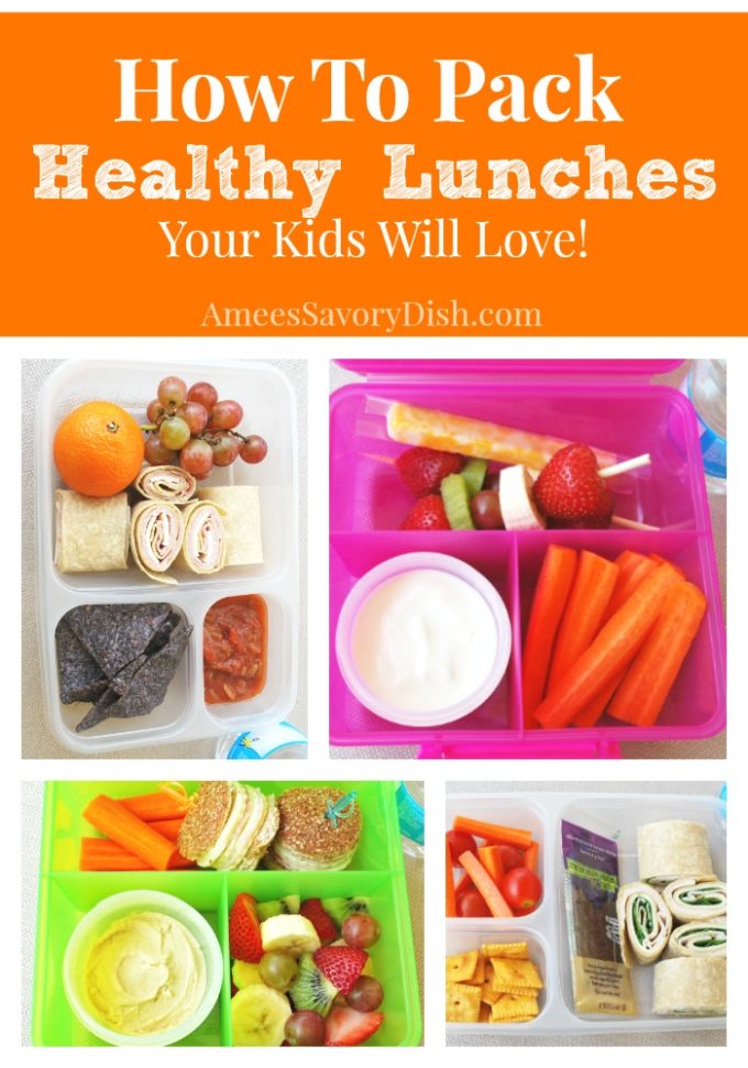 Collage photo of healthy lunch box ideas