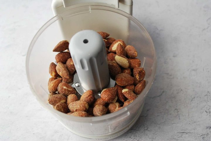 whole roasted almonds in a mini food processor