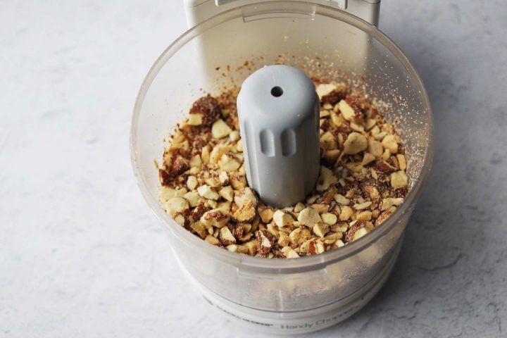 chopped almonds in a mini food processor