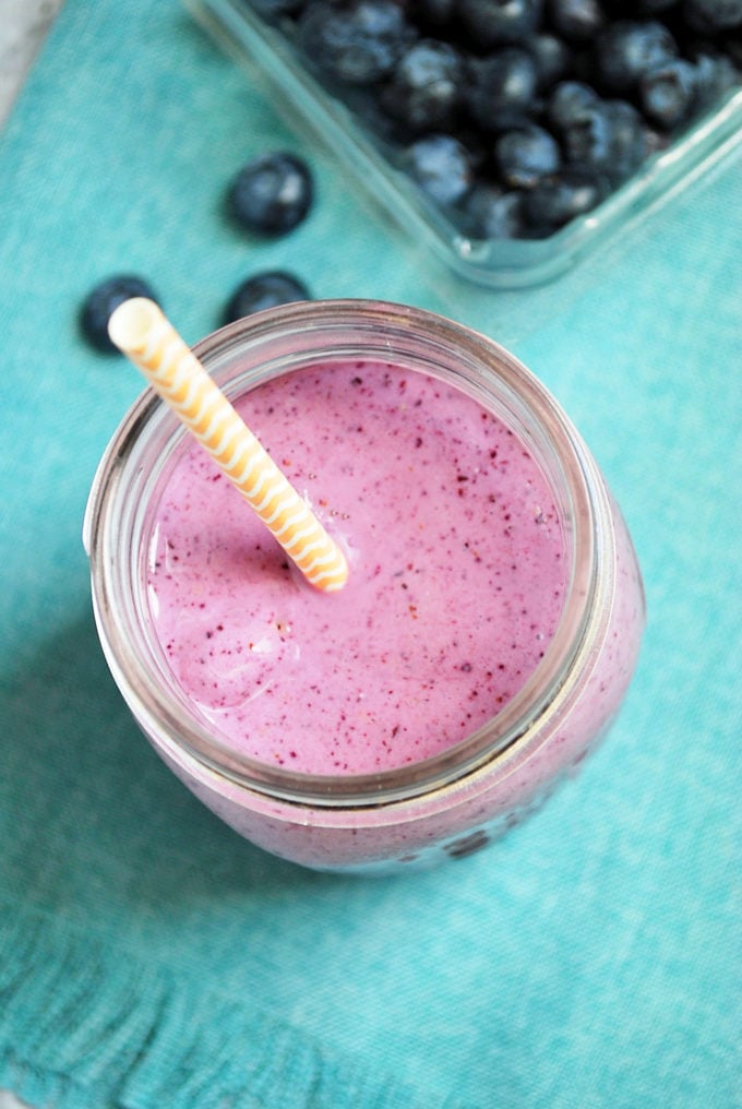 Mango and wild blueberry yogurt smoothie is a simple and delicious protein shake recipe