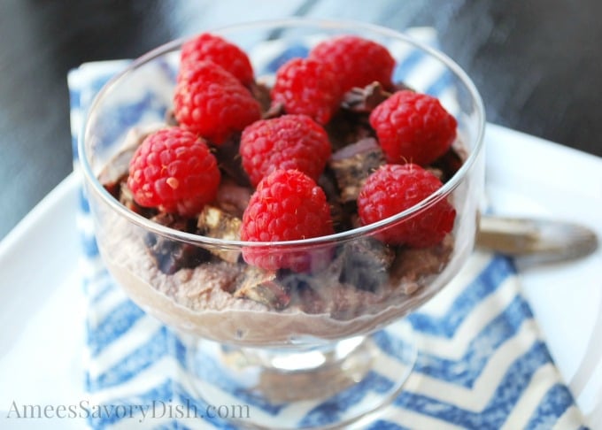 Chocolate Raspberry Ricotta Protein Breakfast Parfait