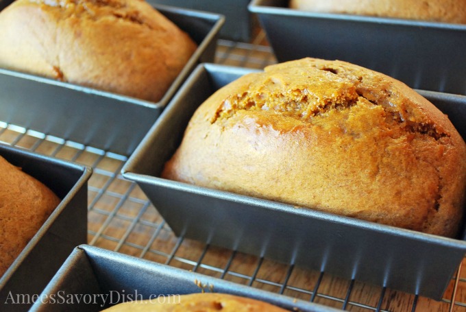 Lightened-up pumpkin bread in baking tins