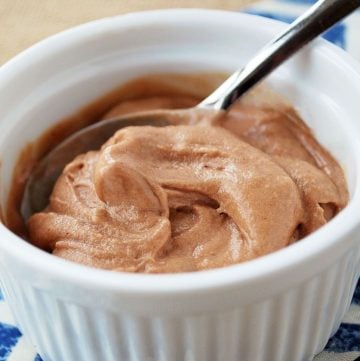 bowl of chocolate banana ice cream made in the Blendtec