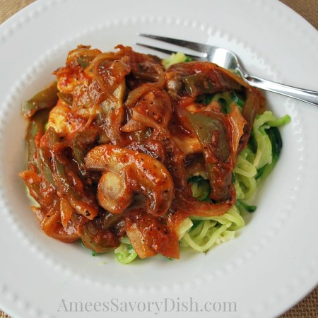 Sicilian Skillet Chicken with Parmesan Zucchini Noodles