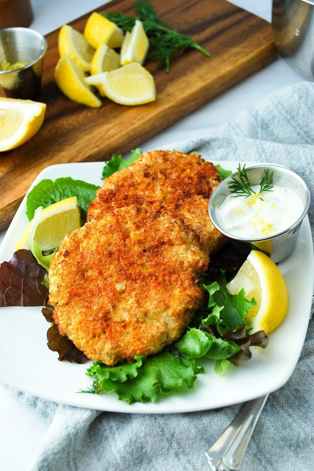 Easy Air Fryer Salmon Patties with Lemon Dill Sauce- Amee's Savory Dish