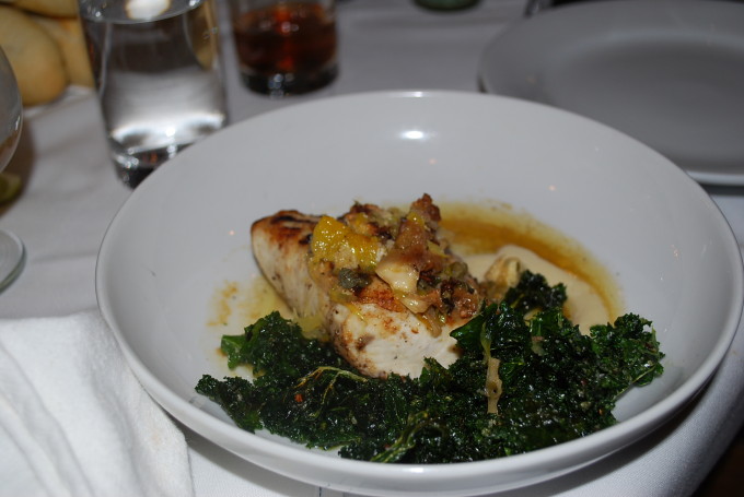 Grilled fish and greens at Luke restaurant