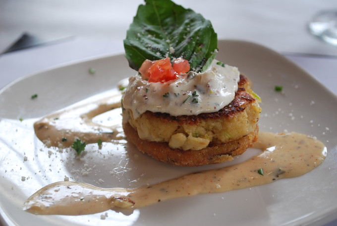 crab cake at The Half Shell restaurant