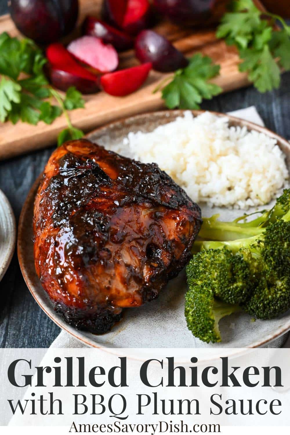 This recipe features bone-in chicken marinated in a tangy balsamic-plum marinade, then grilled to perfection with a sweet plum sauce. via @Ameessavorydish