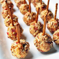 spicy pimento cheese balls on a platter