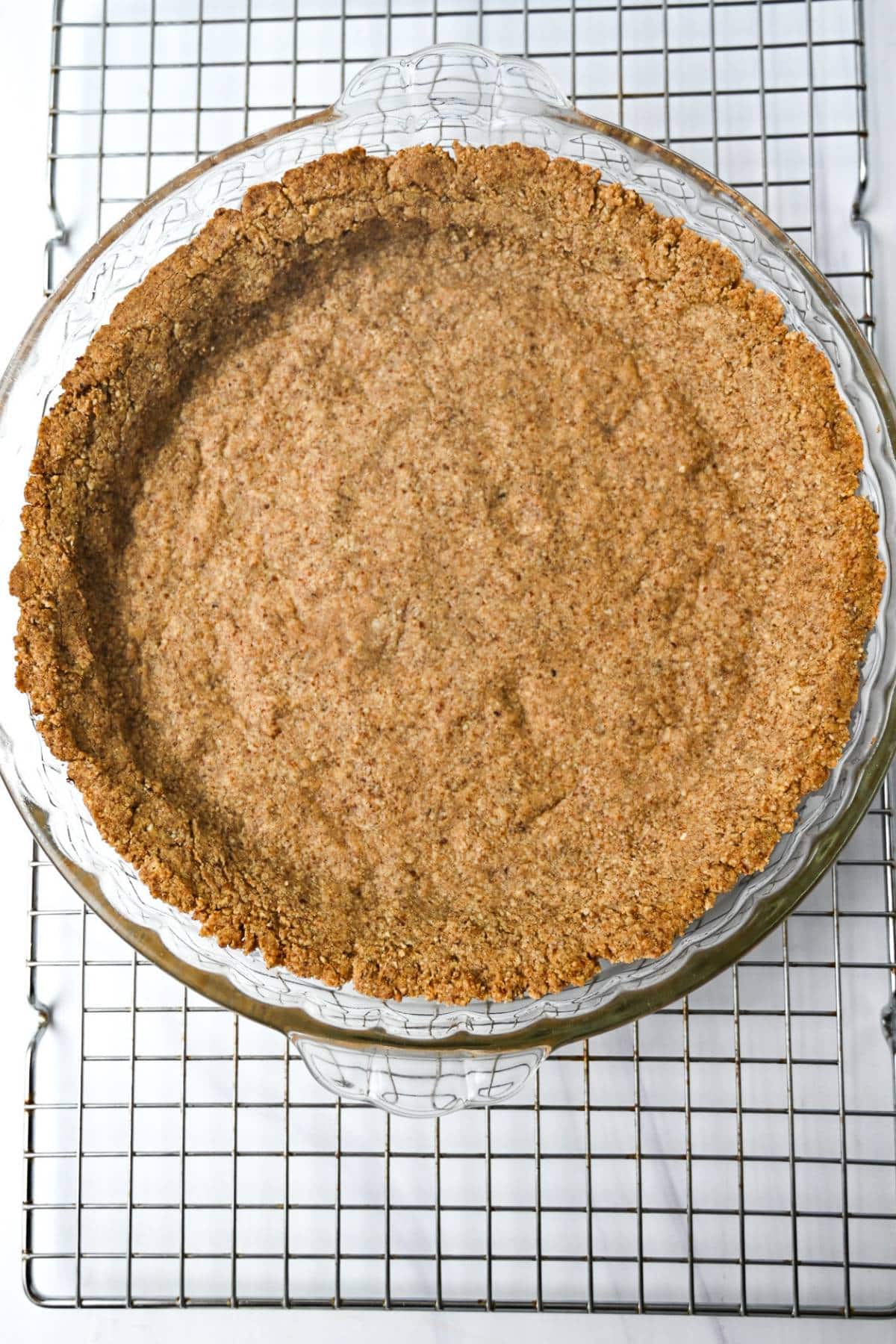 baked pecan pie crust ready to fill