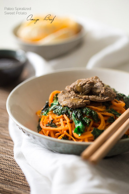 paleo spiralized sweet potato orange beef