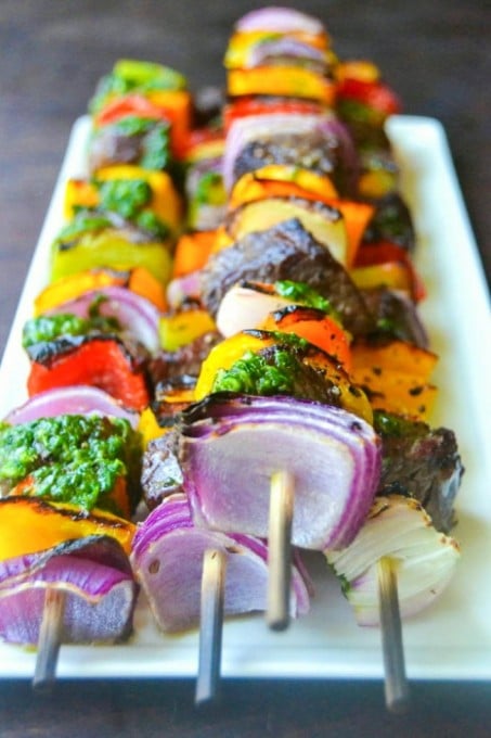 beef kabobs on skewer