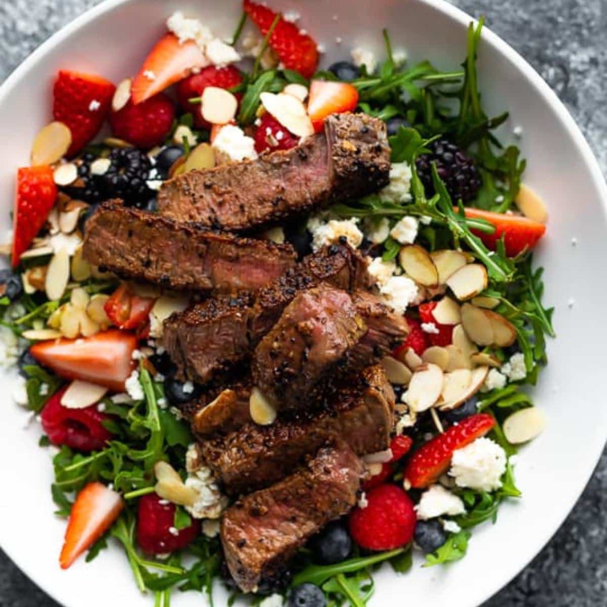 strawberry steak salad with feta