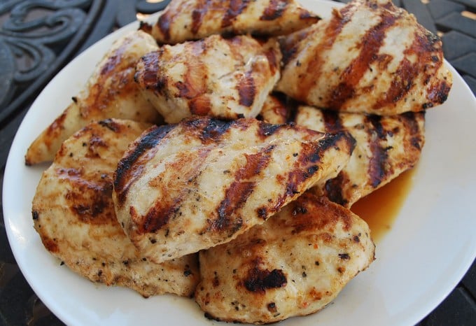 A plate of grilled chicken 