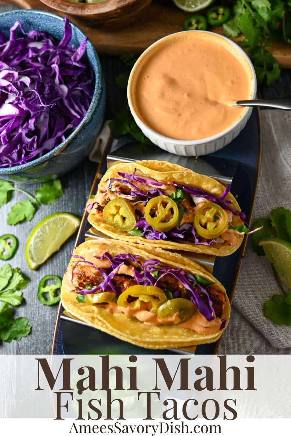 Finished with a chipotle lime crema drizzle, these fish tacos are quintessential for weeknight summer grilling! via @Ameessavorydish