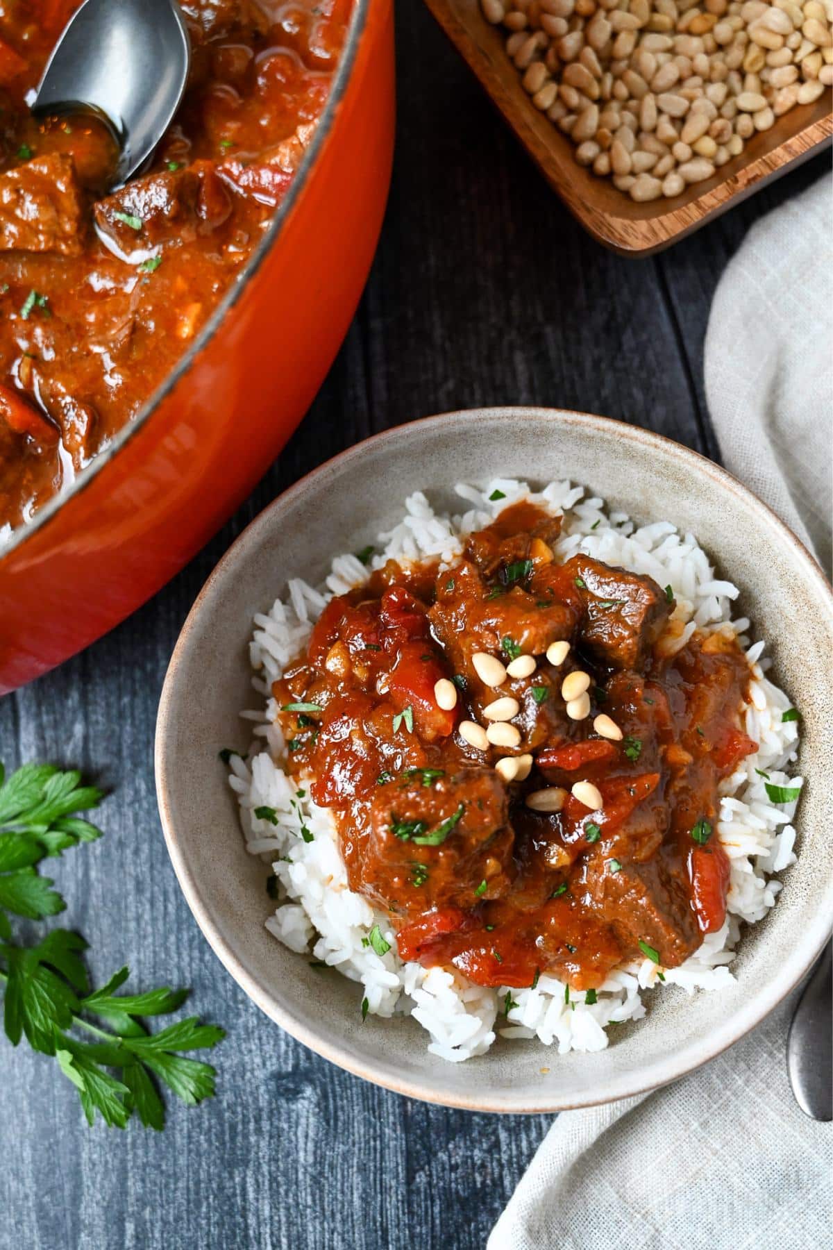 Mango Beef Curry (aka Marrakesh Beef) features melt-in-your-mouth beef chunks seared and braised in a sweet and spicy mix of mango chutney, tomatoes, and curry. via @Ameessavorydish