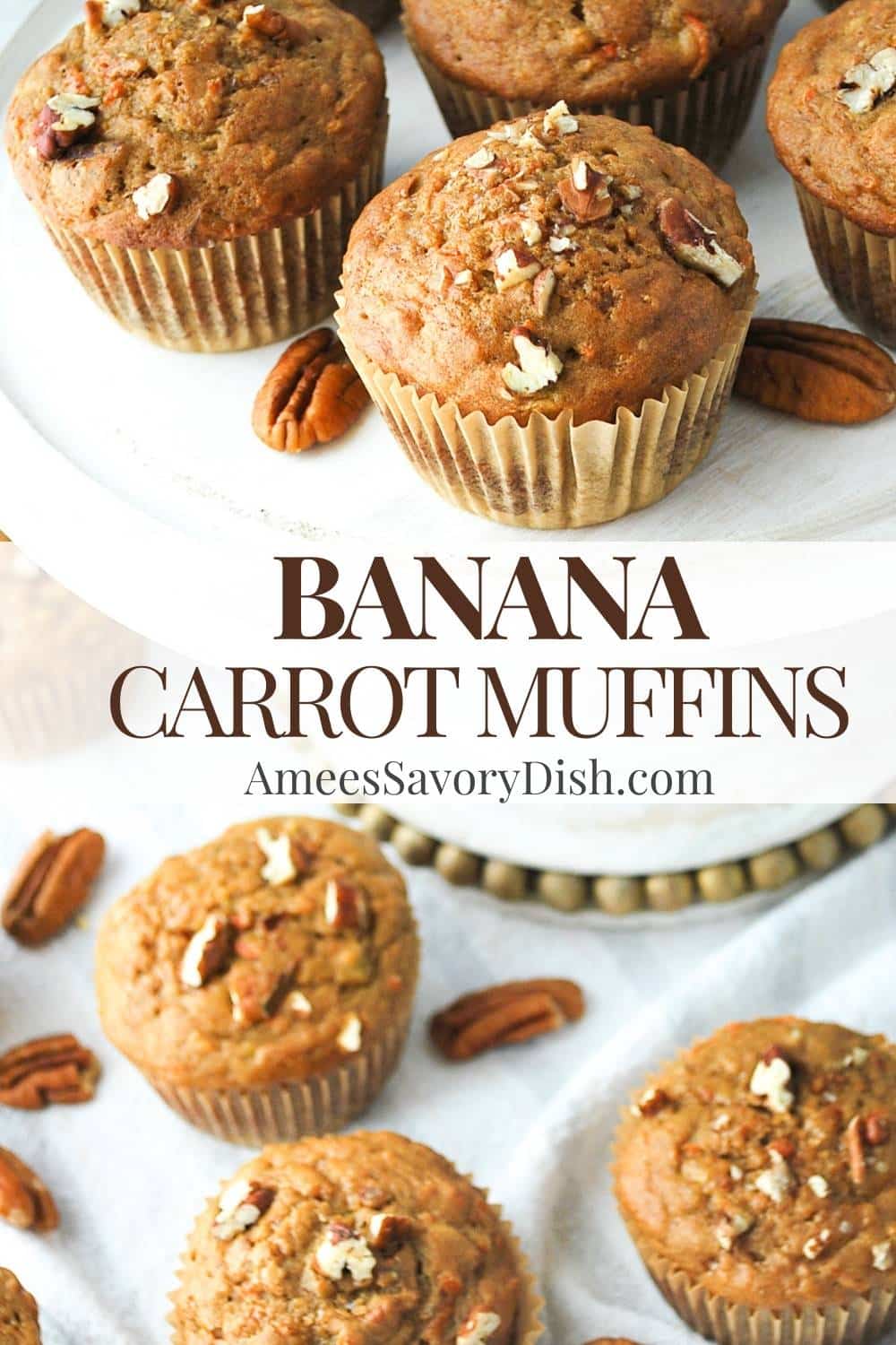 The best of banana bread and carrot cake fused into a batch of light, fluffy, and naturally sweetened Banana Carrot Muffins. via @Ameessavorydish