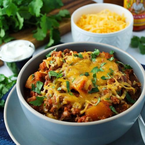 The Best Slow Cooker Butternut Squash Chili |Amee's Savory Dish