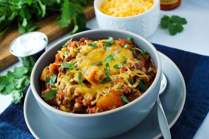 The Best Slow Cooker Butternut Squash Chili |Amee's Savory Dish