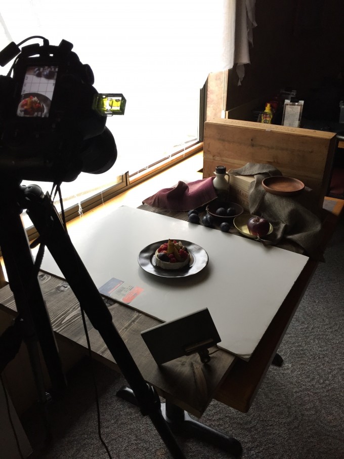 Food photography set up with a camera