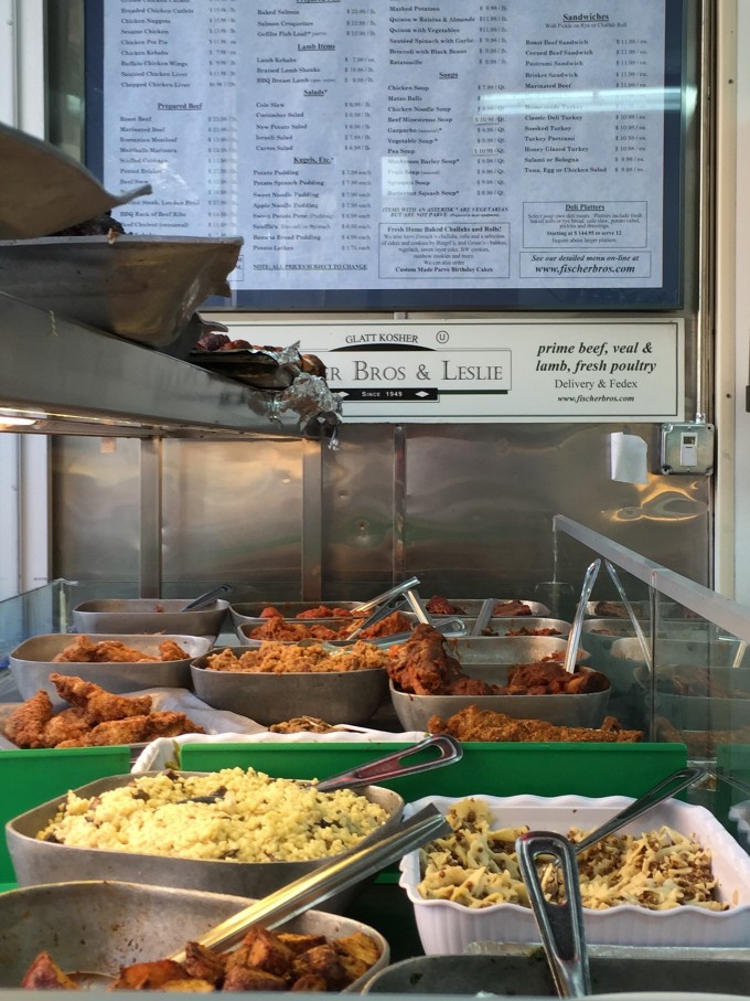 Prepared food inside a New York City butcher shop