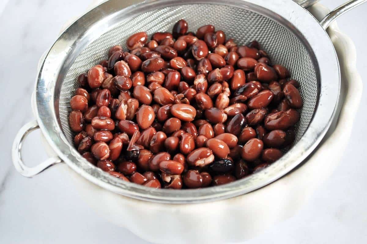 black beans drained in a colander