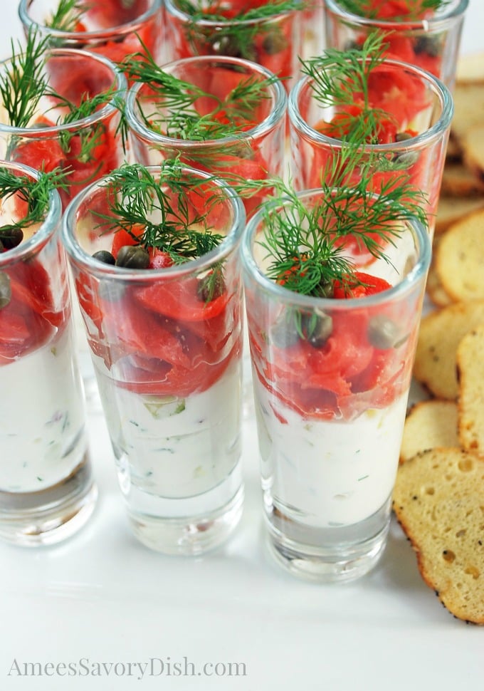 Smoked Salmon Shooters close up