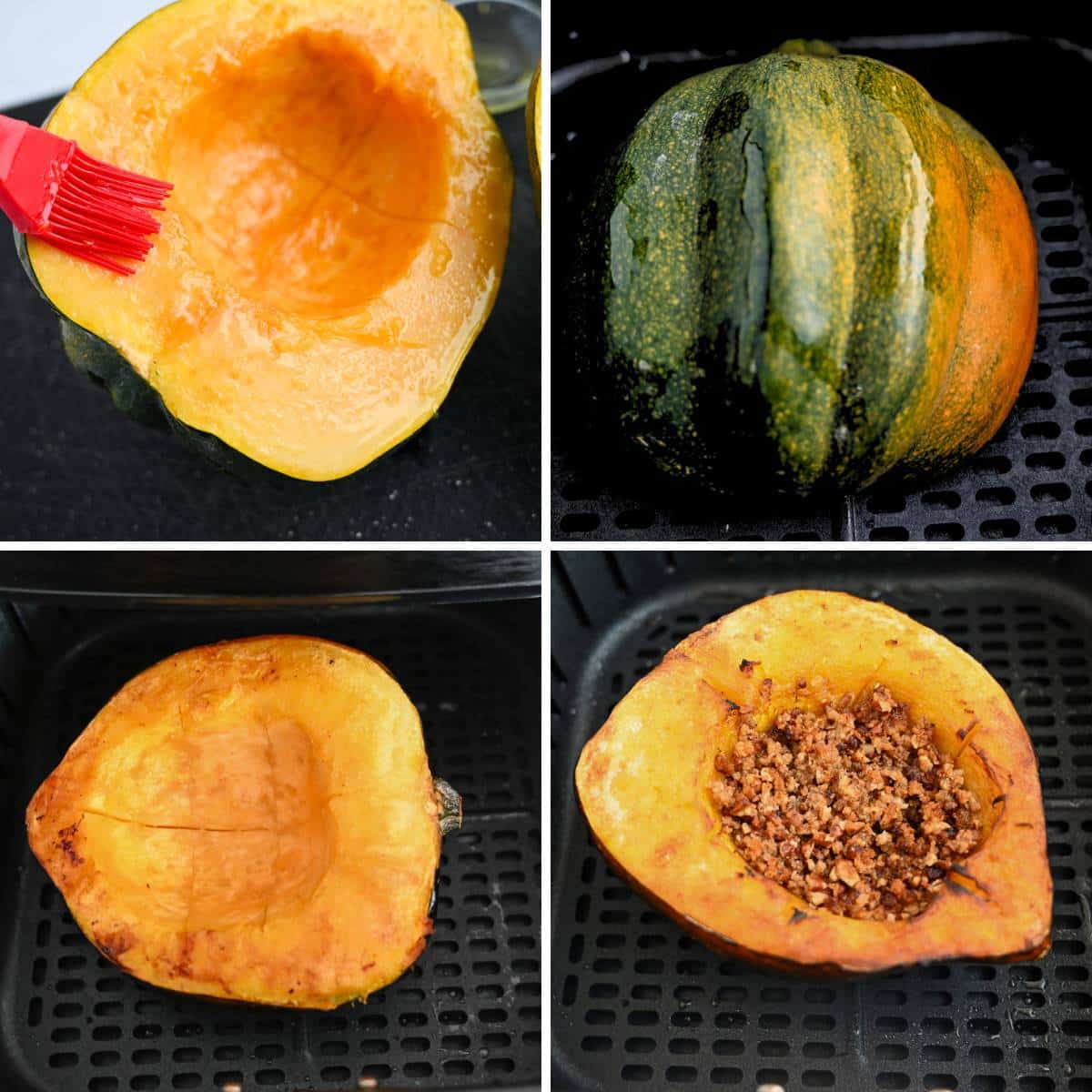 cooking an acorn squash in an air fryer in 4 easy steps