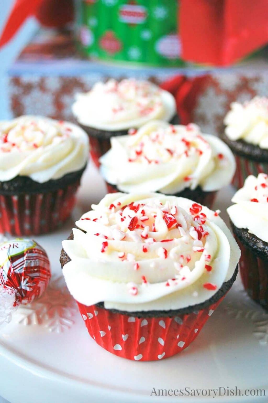 Mint Chocolate Cupcakes with Peppermint Frosting- Amee's Savory Dish