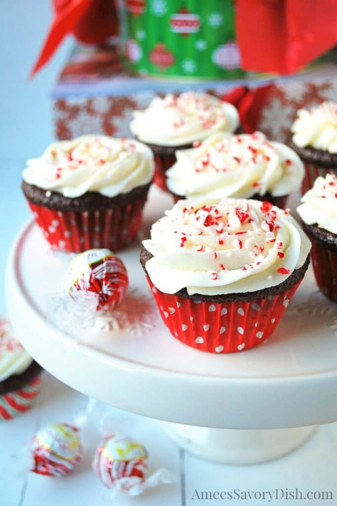 Mint Chocolate Cupcakes with Peppermint Frosting- Amee's Savory Dish