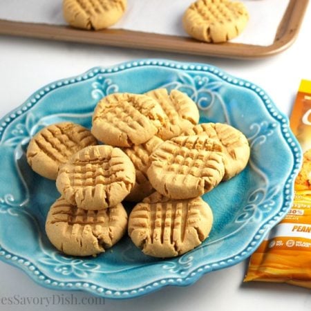 Healthier Peanut Butter Protein Cookies are delicious and made with muscle-building whey protein on a plate