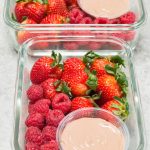 strawberries and dip in meal prep containers