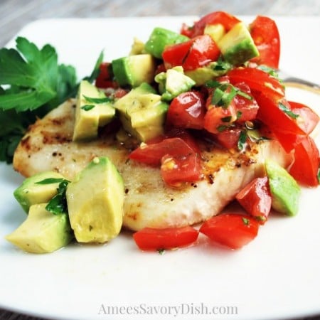 Halibut with Avocado Relish plate