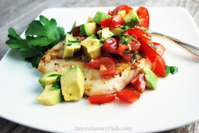 Halibut with Avocado Relish plate