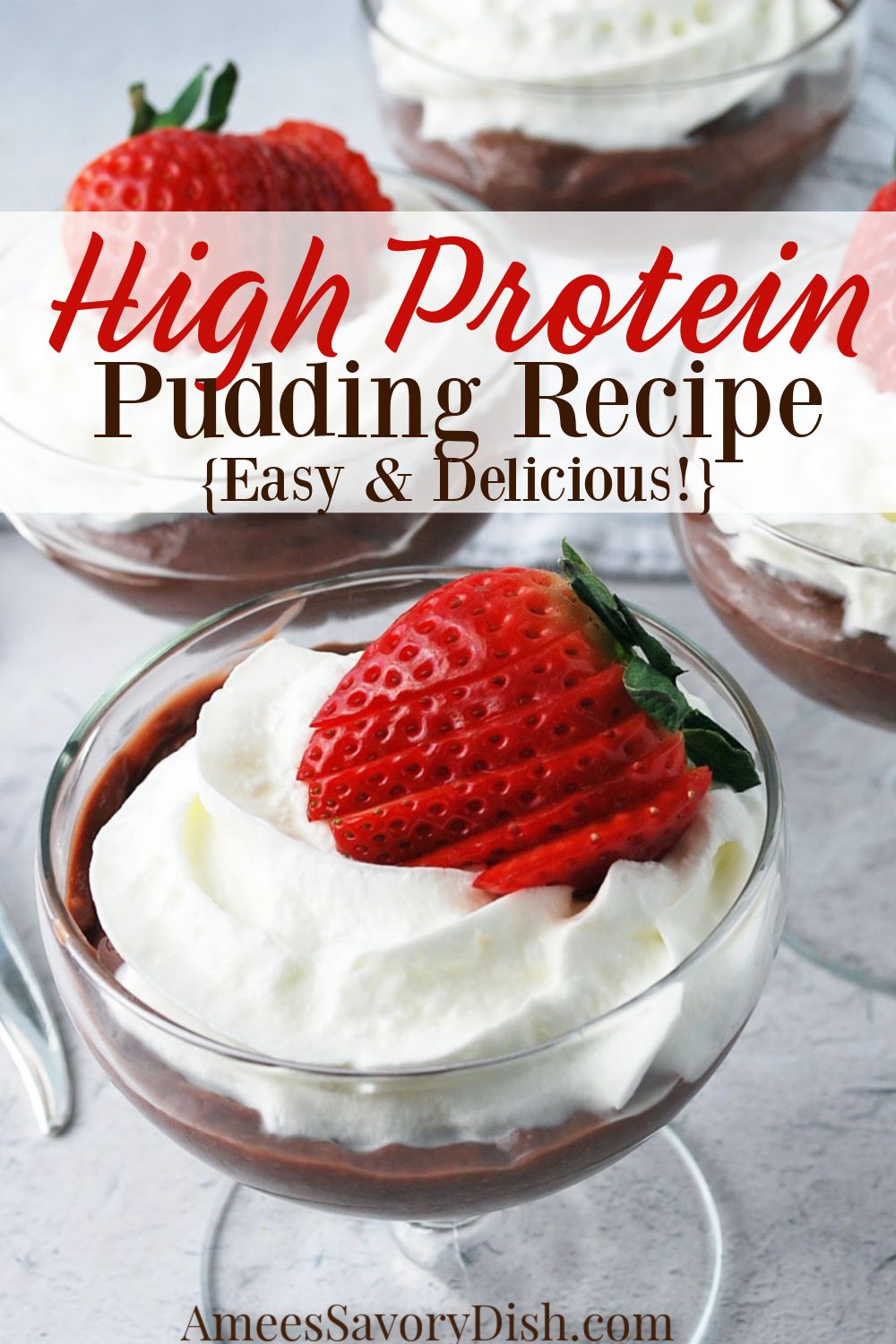 This protein pudding recipe is a delicious dessert alternative packed with muscle-building whey protein powder, milk, and pudding mix. #proteinpudding #pudding #proteindesserts #highproteinrecipes #healthierdesserts via @Ameessavorydish