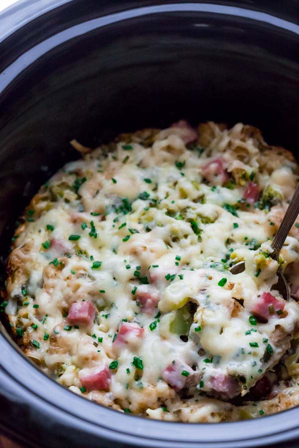 Broccoli Ham Bread Pudding 