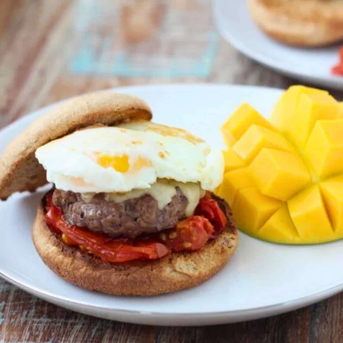 breakfast burger on a plate