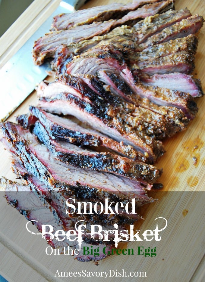 A simple and mouthwatering recipe for a smoked beef brisket using a homemade barbecue rub made in a Big Green Egg smoker.   via @Ameessavorydish