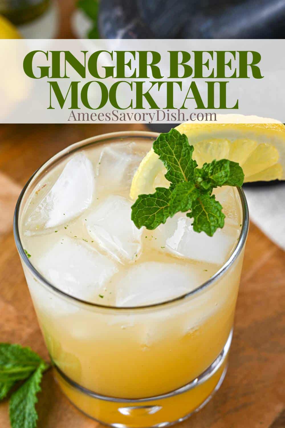 This Ginger Beer Mocktail, made with muddled mint, apple juice, lemon, and ginger beer, is everything you love about an apple mule without the booze. via @Ameessavorydish
