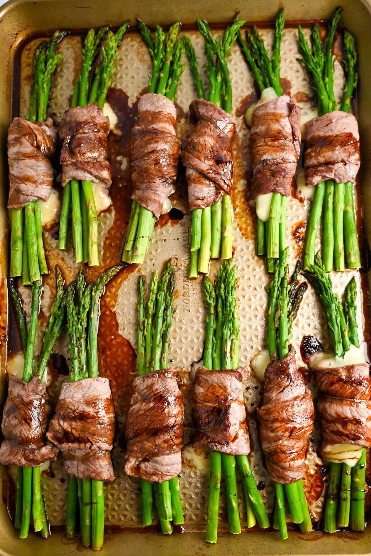 broiled asparagus beef rolls with balsamic drizzle